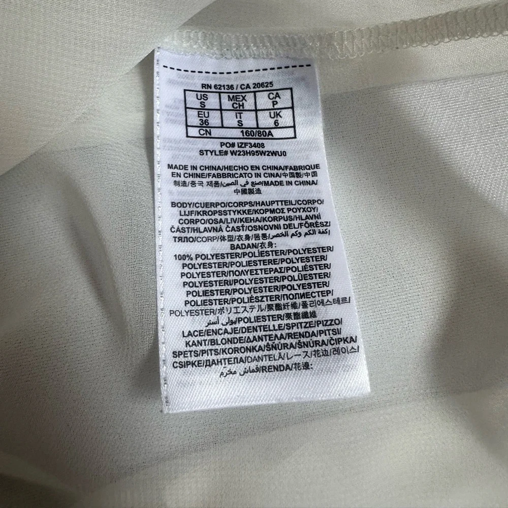 GUESS Sheer Long Sleeve Blouse With Lace Detail - Picture 8 of 8